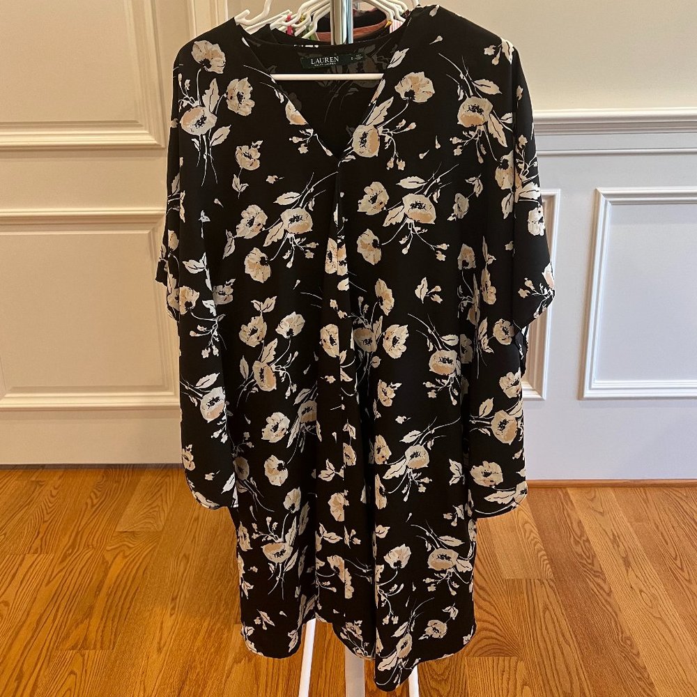 Floral Ralph Lauren Cape Dress Size Small